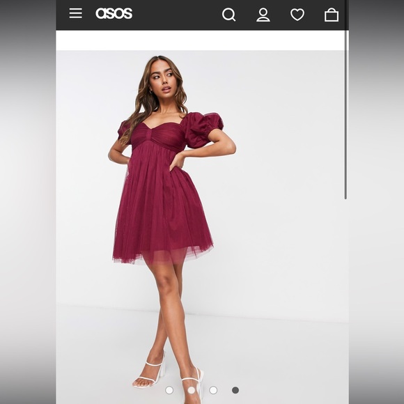 Anaya With Love mini puff sleeve dress in red plum - Picture 2 of 9